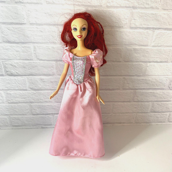 Disney Little Mermaid Ariel Barbie Doll Mattel Vintage 1999 Red Hair Pink Dress - Picture 1 of 6